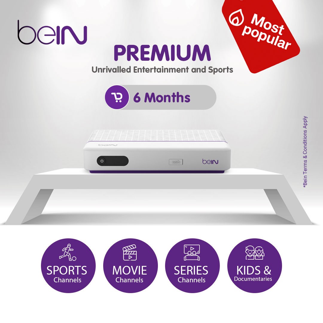 beIN PREMIUM Package – 6 Months New Subscription (beIN PVR Plus / beIN TV HDR / VIP / 4K Media Server Receiver)