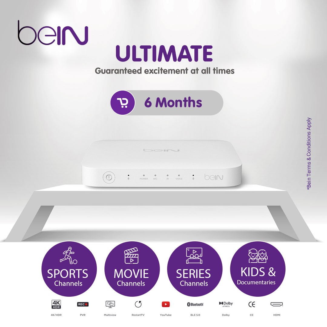beIN ULTIMATE Package – 6 Months New Subscription (beIN TV 4K HDR / VIP Receiver / 4K Media Server)