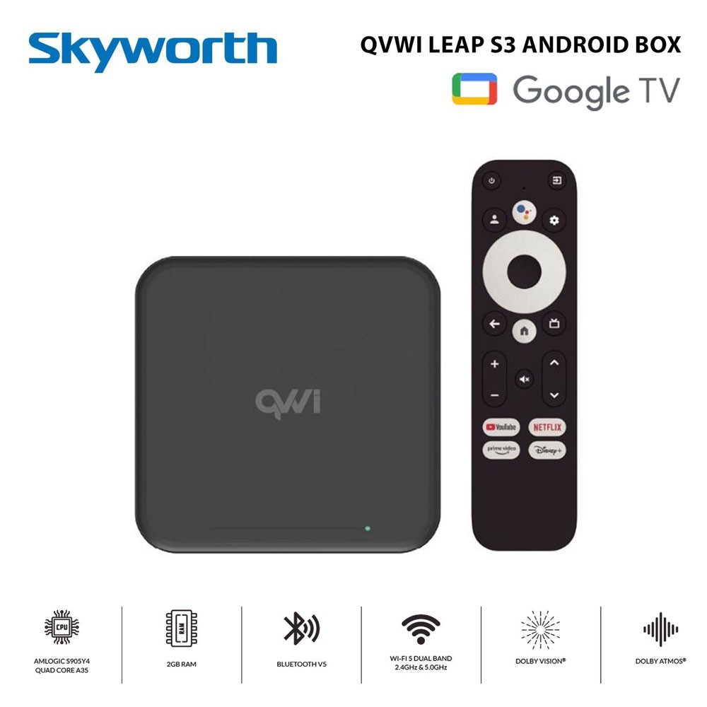 QVWi LEAP S3 UHD OTT Android TV Set Top Box – SKYWORTH
