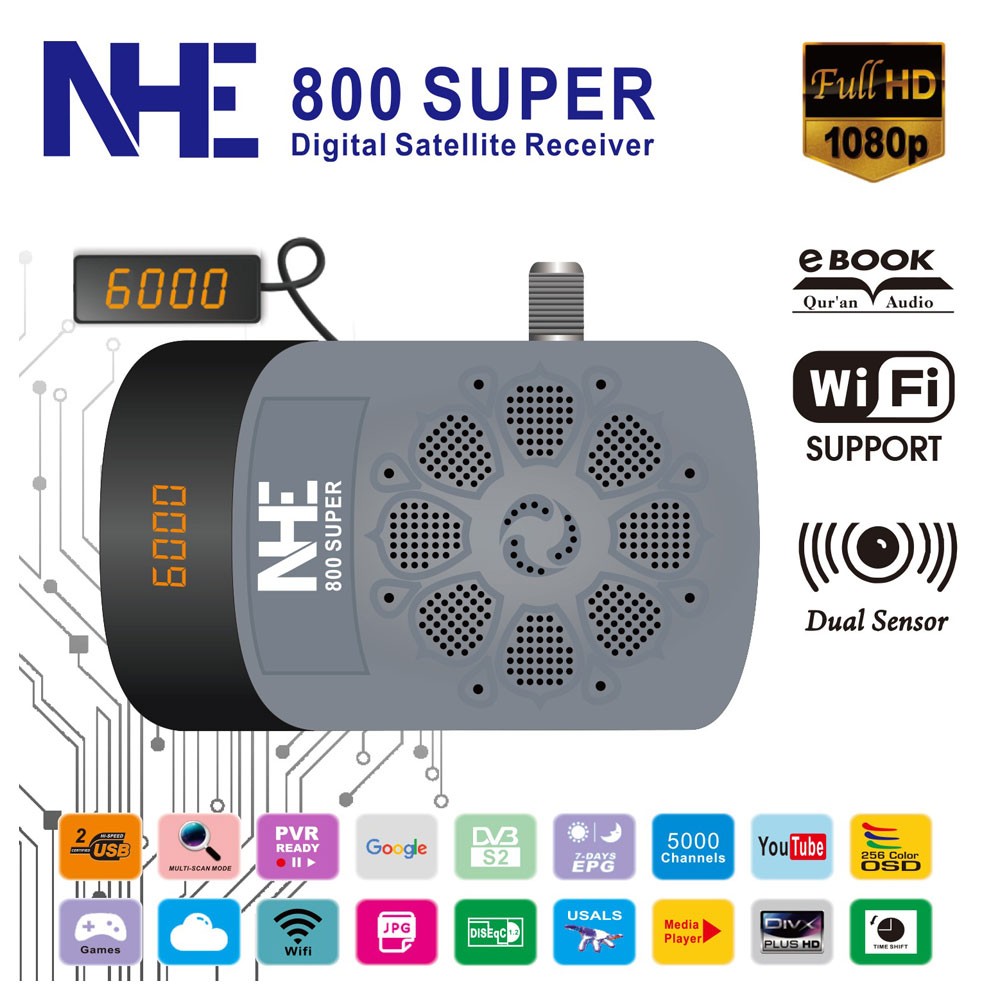 NHE 800 SUPER Satellite Mini HD Receiver – FTA Full HD 1080p Digital Receiver | Dual Sensor | USB Support | High-Speed Performance