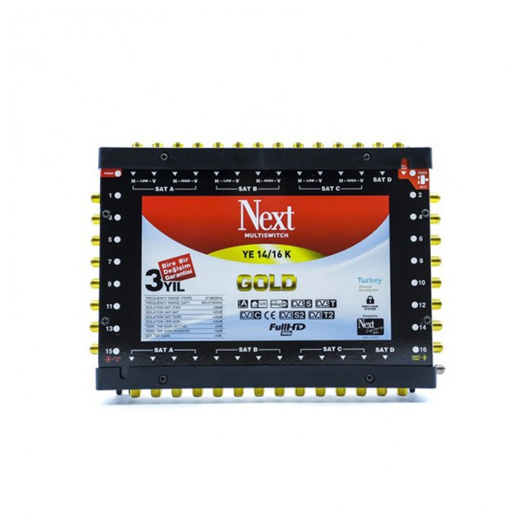 NEXT MultiSwitch 14x16 – 1 Terrestrial + 12 Satellite Inputs (16 Outputs)