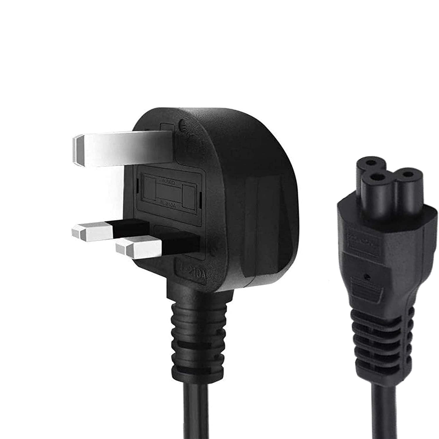 UK C5 Power Cord 1.5M – 3-Pin Clover Leaf Mains Lead with Fuse for Laptop Adapter Charger | Compatible with HP, Dell, Lenovo, Toshiba, Acer